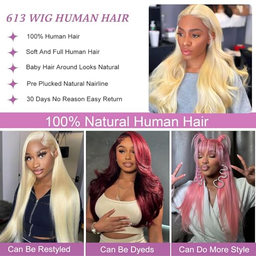 Alipeacock 613 13x6 Lace Front Wig Human Hair 200% Density Body Wave Blonde Lace Front Wigs Human Hair Pre Plucked Blonde Wig Human Hair 613 30inch - Image 5