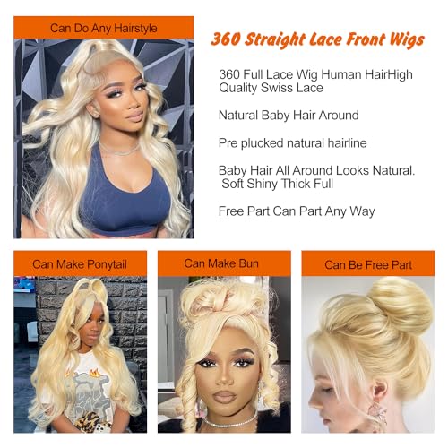 360 Lace Front Wigs Human Hair 613 long Lace Front Wig Human Hair straight Full Lace Human Hair Wigs 200 Density HD Lace Front Wigs 30 Inch - Image 3