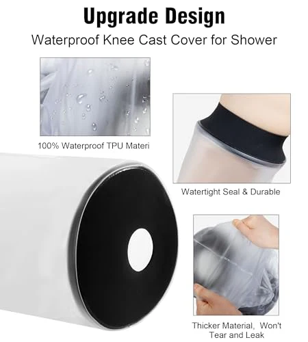 Knee Cast Cover for Shower, Waterproof Bandage Cast Protector for Knee Replacement Surgery, Wound, Burns Reusable Watertight Protection - Image 4