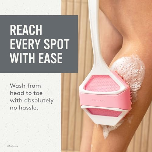 Sud Scrub® Extender Handle, Back Scrubber Attachment for Silicone Body Scrubber, Shower Scrubber for Body, Long Handled Scrub Brush for Shower, Back Brush for Shower (Speckled White) - Image 2
