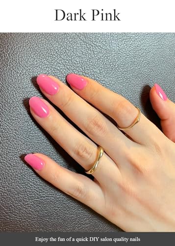 Semi Cured Gel Nail Strips (Dark Pink)-20 PCS Jelly Pink Gel Nail Stickers | UV Light Required | Gel Nail Wraps, Salon Quality & Easy to Use - Image 5