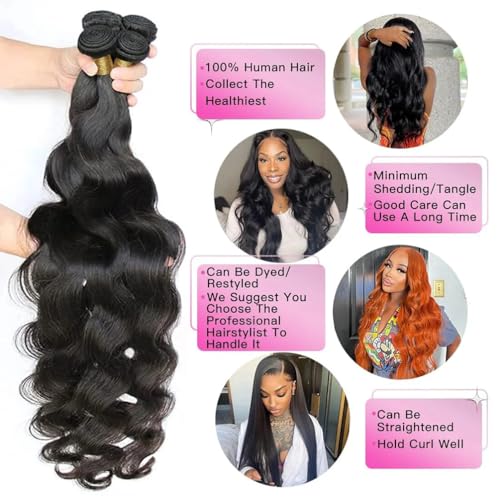 Human Hair Body Wave 3 Bundles 18 20 22 12A Grade 100% Unprocessed Brazilian Virgin Human Hair Body Weave Bundles Double Weft Human Hair Extensions Natural Color for Black Women - Image 3