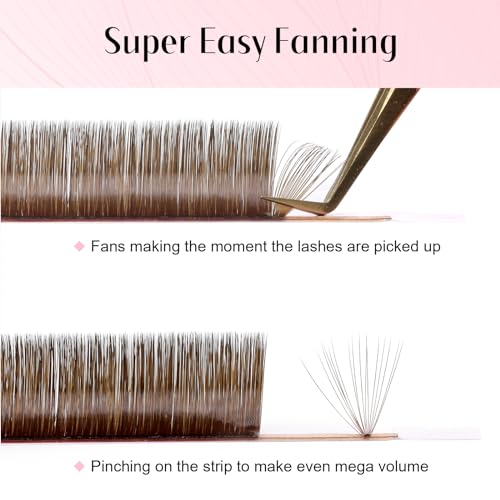 ALLOVE Colored Eyelash Extension Super Easy Fan Brown Volume Lash Extensions 0.05mm D Curl 12-15mm Mixed Tray Rapid Blooming Colorful Volume Lashes Self Fanning Lash Extension Supplies - Image 3