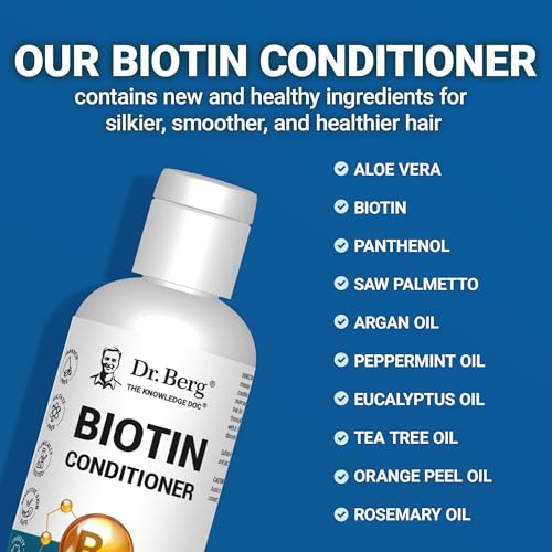 Dr. Berg Biotin Conditioner for Men & Women (Improved High-Performance Formula) - Independently Tested & Certified Paraben- Sulfate- & Silicone-Free - Infused w/Biotin, Argan & Botanicals - 8 Fl oz - Image 5