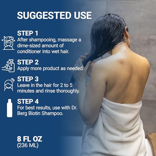 Dr. Berg Biotin Conditioner for Men & Women (Improved High-Performance Formula) - Independently Tested & Certified Paraben- Sulfate- & Silicone-Free - Infused w/Biotin, Argan & Botanicals - 8 Fl oz - Image 7