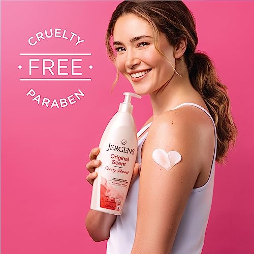 Jergens Original Scent Dry Skin Lotion, Body and Hand Moisturizer for Long Lasting Skin Hydration, with HYDRALUCENCE blend and Cherry Almond Essence, 32 Ounce (Pack of 2) - Image 5