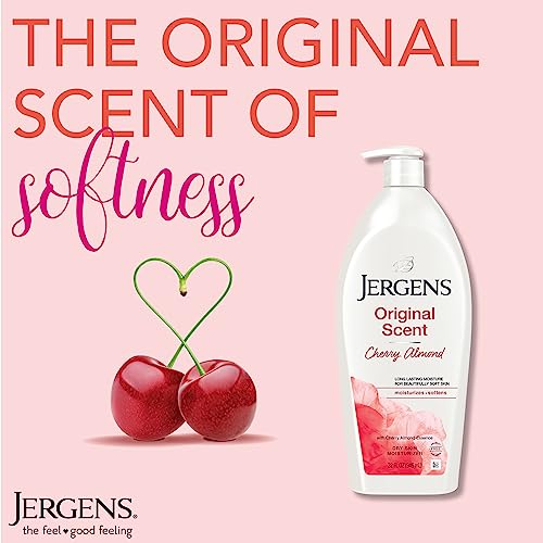 Jergens Original Scent Dry Skin Lotion, Body and Hand Moisturizer for Long Lasting Skin Hydration, with HYDRALUCENCE blend and Cherry Almond Essence, 32 Ounce (Pack of 2) - Image 6