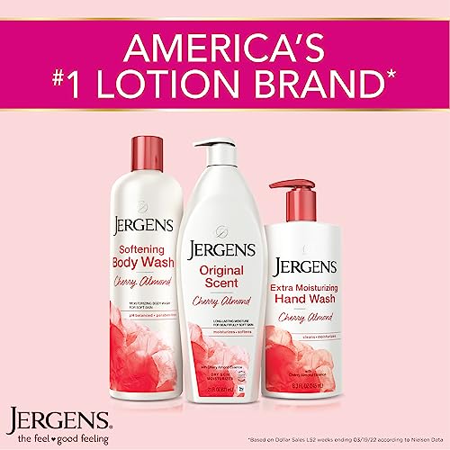 Jergens Original Scent Dry Skin Lotion, Body and Hand Moisturizer for Long Lasting Skin Hydration, with HYDRALUCENCE blend and Cherry Almond Essence, 32 Ounce (Pack of 2) - Image 8