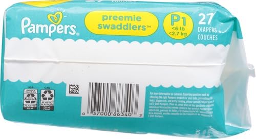 Pampers Swaddlers Diapers Preemie - Size P1, 27 Count, Ultra Soft Disposable Baby Diapers (Pack of 4) - Image 11