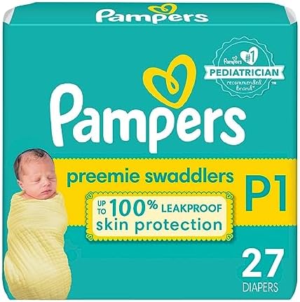 Pampers Swaddlers Diapers Preemie - Size P1, 27 Count, Ultra Soft Disposable Baby Diapers (Pack of 4) - Image 13