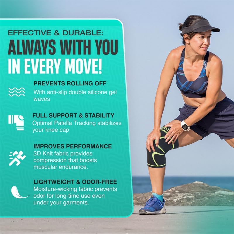 Modvel 2 Pack Knee Brace for Women & Men - Workout Knees Compression Sleeve for Knee Pain Relief Joint Support for ACL, Arthritis, Meniscus Tear Knees Brace for Sports, Rodilleras para Gym Fitness - Image 5