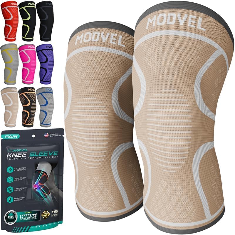 Modvel 2 Pack Knee Brace for Women & Men - Workout Knees Compression Sleeve for Knee Pain Relief Joint Support for ACL, Arthritis, Meniscus Tear Knees Brace for Sports, Rodilleras para Gym Fitness - Image 2