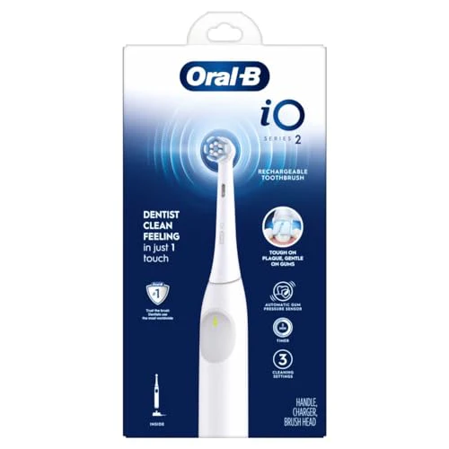 Oral-B iO Series 2 Rechargeable Electric Powered Toothbrush, Pure White with 1 Gentle Care Brush Head - Automatic Pressure Sensor to Protect Gums - 3 Modes - 2 Min Timer - Image 10