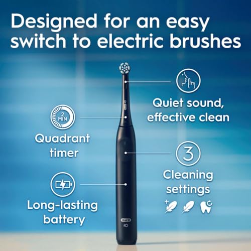 Oral-B iO Series 2 Rechargeable Electric Powered Toothbrush, Night Black with 1 Gentle Care Brush Head - Automatic Pressure Sensor to Protect Gums - 3 Modes - 2 Min Timer - Image 6