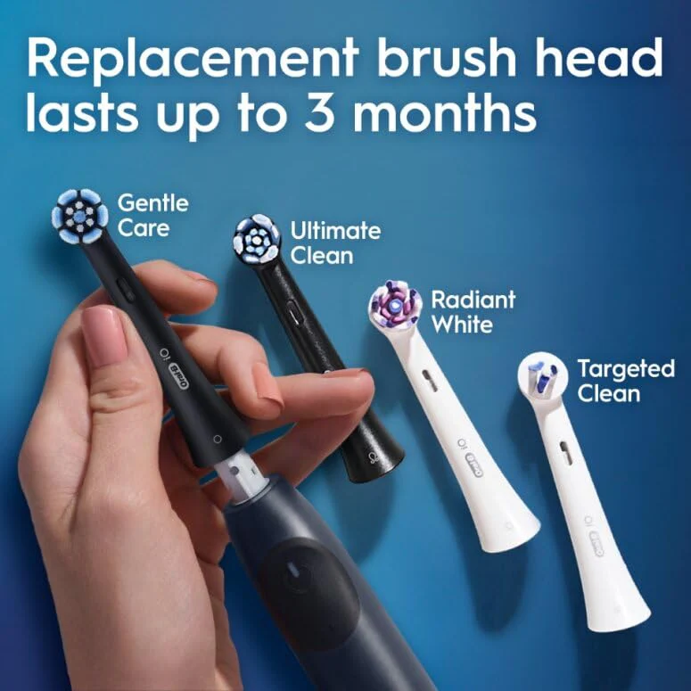 Oral-B iO Series 2 Rechargeable Electric Powered Toothbrush, Night Black with 1 Gentle Care Brush Head - Automatic Pressure Sensor to Protect Gums - 3 Modes - 2 Min Timer - Image 8