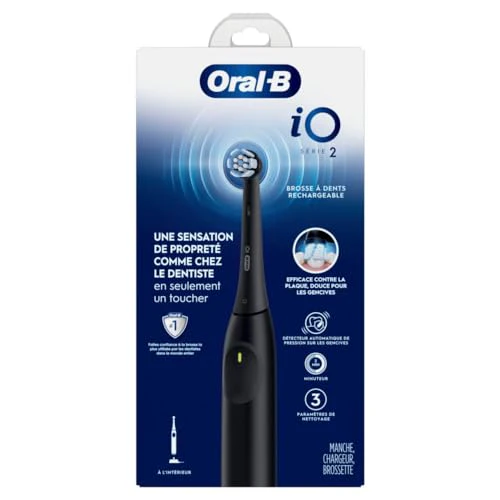 Oral-B iO Series 2 Rechargeable Electric Powered Toothbrush, Night Black with 1 Gentle Care Brush Head - Automatic Pressure Sensor to Protect Gums - 3 Modes - 2 Min Timer - Image 9