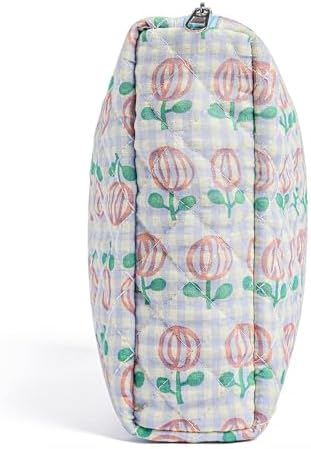 Gleyemor Quilted Makeup Bag for Women, Cute Floral Cotton Cosmetic Bag, Travel Toiletry Bag Period Bag Essentials Bag Gifts for Her Mom Friend Sister Bridesmaid (Tulip) - Image 2