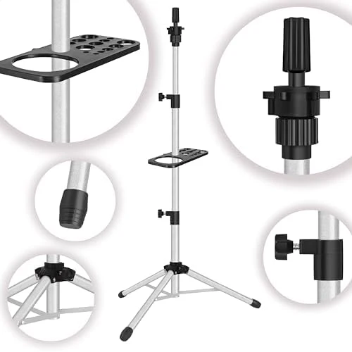 Wig Stand Tripod 50 Inch Metal Wig Mannequin Head Tripod Stand For Hairdressing Training Head Adjustable Wig Tripod Stand with Tool Tray (Silvery, Mannequin Head Not Included) - Image 4