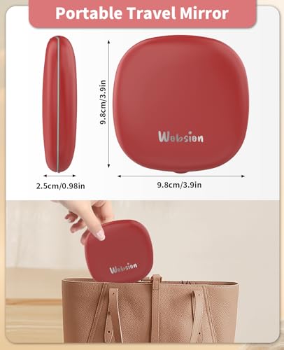 wobsion Travel Mirror with Light, Rechargeable 1x/10x Compact Magnifying Mirror, Dimmable Pocket Mirror,Handheld 2-Side Mirror with Light,4inch Travel Size,Portable for Handbag,Purse,Gift,Red - Image 7