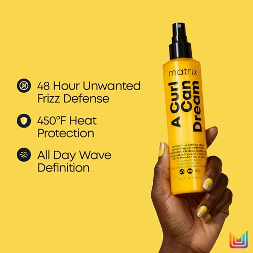 Matrix A Curl Can Dream Scrunch N' Go Defining Spray For Wavy and Curly Hair, Frizz Control and Heat Protection Hair Spray, With Manuka Honey Extract - Image 5