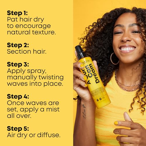 Matrix A Curl Can Dream Scrunch N' Go Defining Spray For Wavy and Curly Hair, Frizz Control and Heat Protection Hair Spray, With Manuka Honey Extract - Image 7