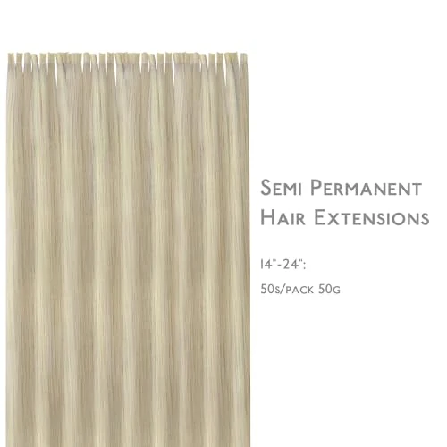 WENNALIFE U Tip Hair Extensions Human Hair, 50g 50s 22 Inch Ash Blonde Highlighted Platinum Blonde Remy Hair Extensions K Tip Hair Extension Real Human Hair Invisible Straight Keratin Hair Extensions - Image 2