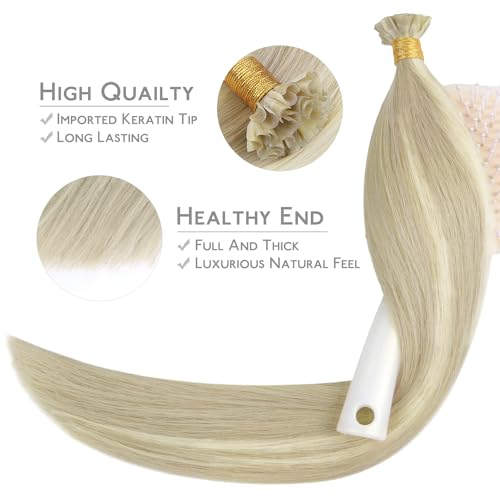 WENNALIFE U Tip Hair Extensions Human Hair, 50g 50s 22 Inch Ash Blonde Highlighted Platinum Blonde Remy Hair Extensions K Tip Hair Extension Real Human Hair Invisible Straight Keratin Hair Extensions - Image 3