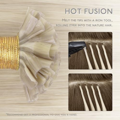 WENNALIFE U Tip Hair Extensions Human Hair, 50g 50s 22 Inch Ash Blonde Highlighted Platinum Blonde Remy Hair Extensions K Tip Hair Extension Real Human Hair Invisible Straight Keratin Hair Extensions - Image 5