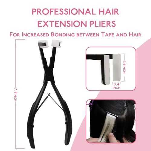 WENNALIFE Tape in Pliers Tape in Extension Tool, Tape in Clamp Tools for Hair Extension Pliers Tape in Hair Extensions Tools Kit Professional Flat Surface Sealing Clamp Tape in Tools for Hair, Black - Image 2