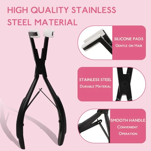 WENNALIFE Tape in Pliers Tape in Extension Tool, Tape in Clamp Tools for Hair Extension Pliers Tape in Hair Extensions Tools Kit Professional Flat Surface Sealing Clamp Tape in Tools for Hair, Black - Image 4