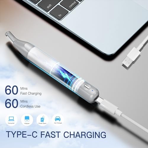 Nose Hair Trimmer for Women 2in1 Facial Hair Removal Trimmer - Metal Body, Rechargeable, Waterproof, Portable - Nose, Ear, Eyebrow, Peach-Fuzz, Lips, Chin FT2001 (Silver) - Image 8