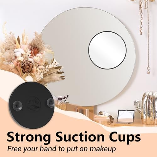 Magnifying Mirror, 10X & 20X & 30X Set, Magnified Mirror 3.5" with Two Suction Cups, Travel Magnifying Mirror Set Comes with Portable Storage Bag, Compact Small Magnifying Mirror for Travel(Black) - Image 5