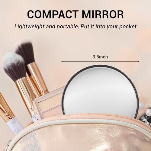 Magnifying Mirror, 10X & 20X & 30X Set, Magnified Mirror 3.5" with Two Suction Cups, Travel Magnifying Mirror Set Comes with Portable Storage Bag, Compact Small Magnifying Mirror for Travel(Black) - Image 6