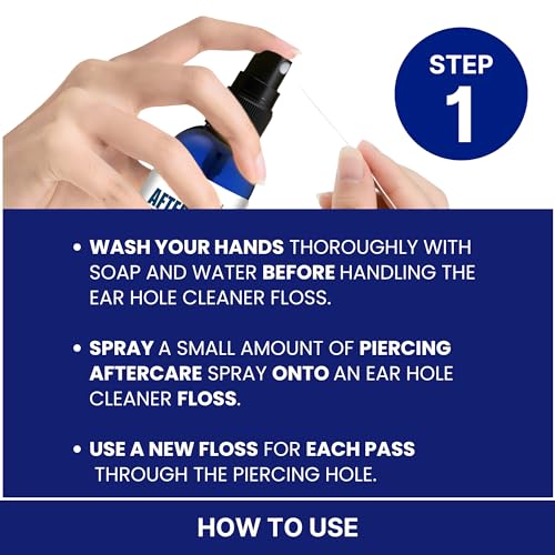 BodyJ4You Piercing Aftercare Spray Keloid Bump Removal Piercing Hole Cleaner - Earring Hole Cleaner Piercing Floss Ear Hole Cleaner - Natural Saline Wound Wash - Pierced Ears Nose Cleaning Kit - Image 3