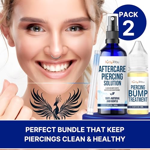 BodyJ4You Piercing Aftercare Spray Keloid Bump Removal Piercing Hole Cleaner - Earring Hole Cleaner Piercing Floss Ear Hole Cleaner - Natural Saline Wound Wash - Pierced Ears Nose Cleaning Kit - Image 7