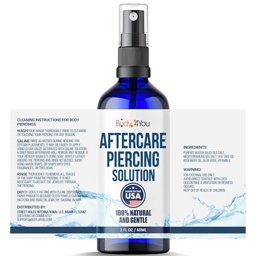 BodyJ4You Piercing Aftercare Spray Keloid Bump Removal Piercing Hole Cleaner - Earring Hole Cleaner Piercing Floss Ear Hole Cleaner - Natural Saline Wound Wash - Pierced Ears Nose Cleaning Kit - Image 8