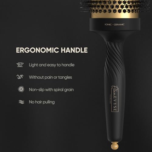 2 in 1 Ceramic Round Brush for Blow Drying,Thermal Ceramic Brush for Hair Styling, Anti-static Brush, Enhance Texture Volume, for Women & Men,with 4 Hair Clips (2.1 Inch& 1.3 Inch) - Image 5