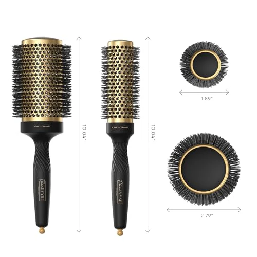 2 in 1 Ceramic Round Brush for Blow Drying,Thermal Ceramic Brush for Hair Styling, Anti-static Brush, Enhance Texture Volume, for Women & Men,with 4 Hair Clips (2.1 Inch& 1.3 Inch) - Image 6