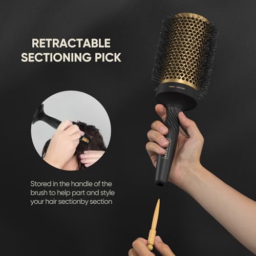 2 in 1 Ceramic Round Brush for Blow Drying,Thermal Ceramic Brush for Hair Styling, Anti-static Brush, Enhance Texture Volume, for Women & Men,with 4 Hair Clips (2.1 Inch& 1.3 Inch) - Image 7