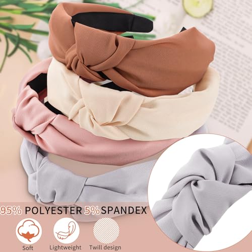Headbands for Women, 8Pcs Knotted Headbands Fashion Women Hair Accessories Coffee Series Knotted Wide Headbands - Image 2