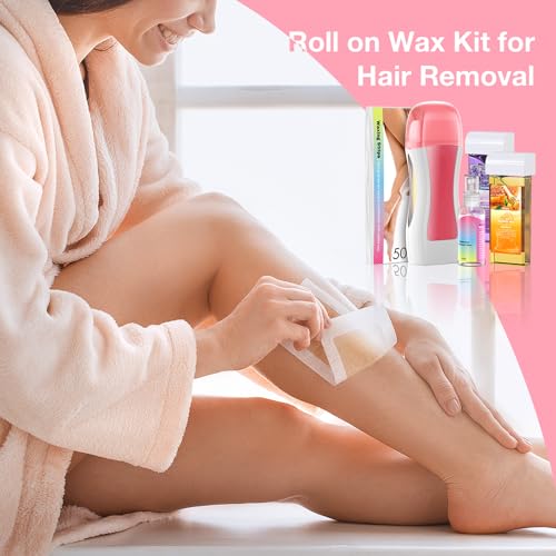 Roll on Wax Kit, Roll on Waxing Kit for hair removal, Waxing Kit for Women, Wax Roller Kit for All Skin Types, Wax Roller Waxing Kit for Men, with 2 Wax Cartridges & 50 Pcs Wax Strips - Image 6