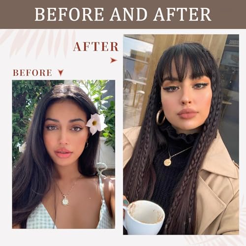 Clip In Bangs-100% Real Human Hair Bangs Clip Blonde Clip On Bangs Hair Extensions Fake Bangs Human Hair Wispy Bangs Hair Clip Fringe With Temples Hairpieces Curved Bangs For Daily Wear - Image 4