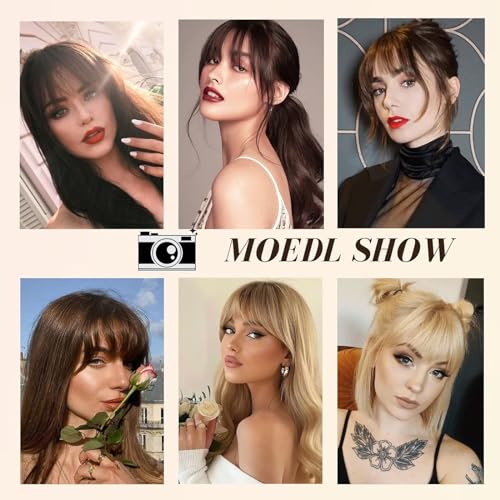 Clip In Bangs-100% Real Human Hair Bangs Clip Blonde Clip On Bangs Hair Extensions Fake Bangs Human Hair Wispy Bangs Hair Clip Fringe With Temples Hairpieces Curved Bangs For Daily Wear - Image 6