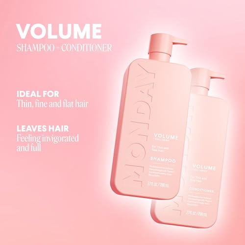 MONDAY HAIRCARE Volume Shampoo + Conditioner Set (2 Pack) 27oz Each for Thin, Fine, and Oily Hair, Made from Coconut Oil, Ginger Extract, & Vitamin E, 100% Recyclable Bottles - Image 3