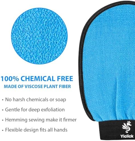 Exfoliating Gloves 2 Pcs, Exfoliating Body Scrubber for Bath Shower Exfoliation, Body Scrub Exfoliator Loofah Sponge for Dead Skin Remover, Korean Exfoliating Mitt (Blue) - Image 3