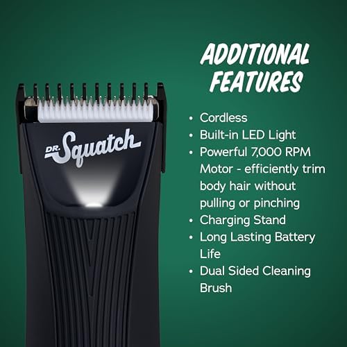 Dr. Squatch Groin Guardian Electric Trimmer with Squatch-Shield Technology™ Groin & Body Hair Trimmer, Cordless Trimmer with Built-in LED Light, Black - Image 3