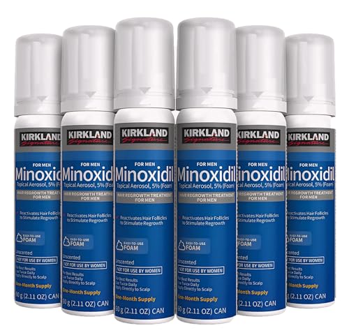 Hair Regrowth Treatment Minoxidil Foam for Men, 2.11 oz, 6 Count (6 Month Supply) - Exclusive 2 MicroFiber Cleaning Cloths and Comb Included, Clear - Image 3