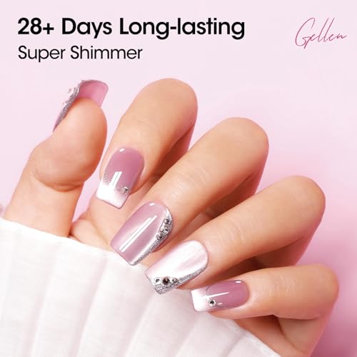 Gellen Cat Eye Gel Nail Polish 18ml, Moonlight High Gloss Gel Polish with Magnet, Silk Smoothie Holographic Gel Polish, Ceramic Cateye Magnetic Soak Off UV Gel Polish, Nail Art Manicure Salon - Image 6