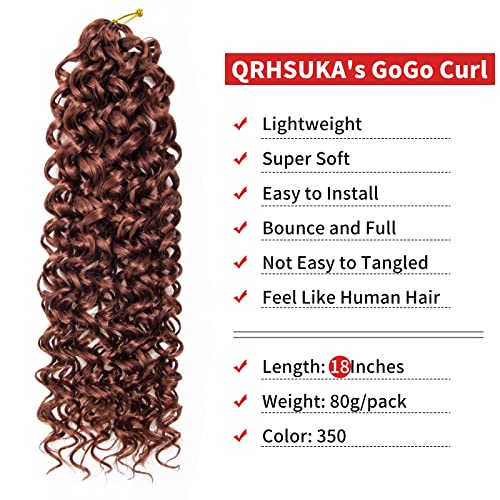 GoGo Curl Crochet Hair for Women Ginger Curly Crochet Hair Water Wave Crochet Hair Beach Curl Crochet Synthetic Hair Deep Wave Braiding Hair Extensions (18 inch(Pack of 2), 350) - Image 2