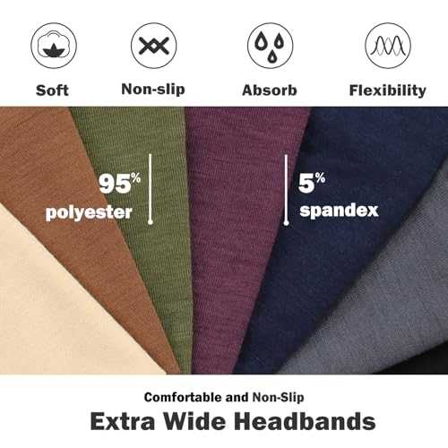 IVARYSS Extra Wide Headbands for Women Non-Slip, 7'' Large Twist Knotted Stretchy Wraps Head Bands Hair Accessories, 4 Pack, Bright Color - Image 4